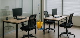 Clean desks, floors, and shared areas
