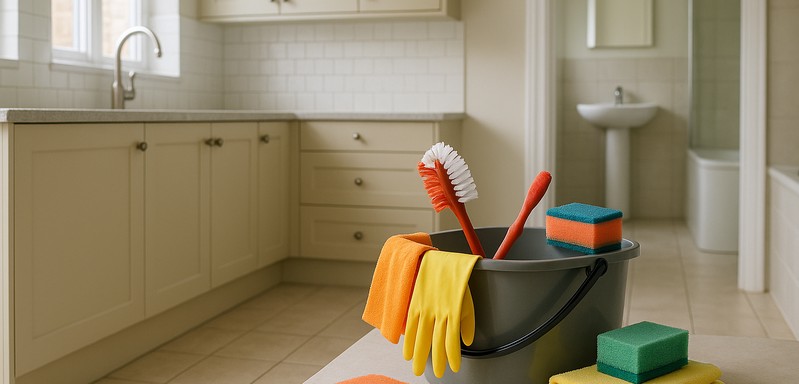 I will scrub your kitchen sink and trash can